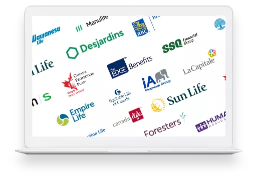 Insurance company logos in a laptop screen